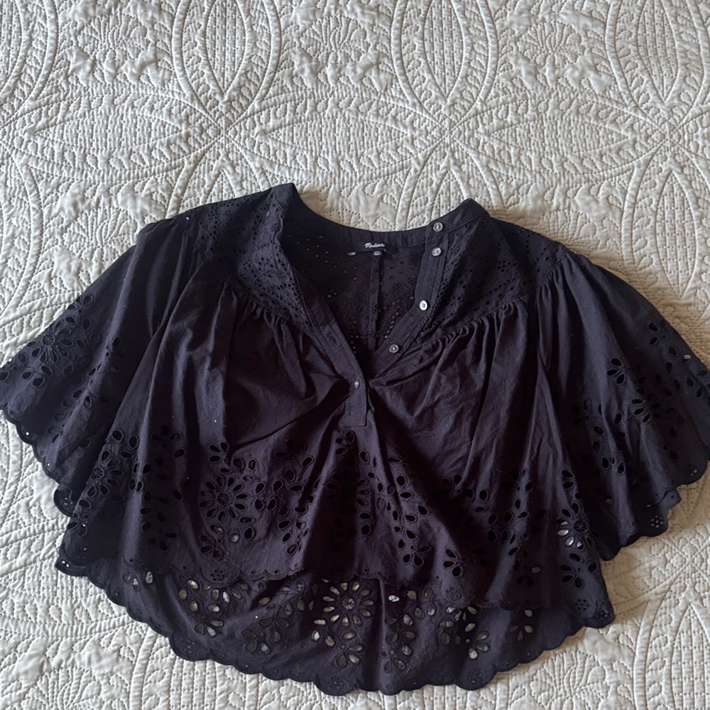 Madewell Black Eyelet Cotton Top - Women's